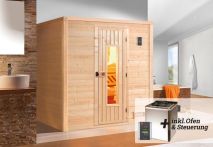 Weka Premium Massivholz-Sauna BERGEN Natur - Sparset